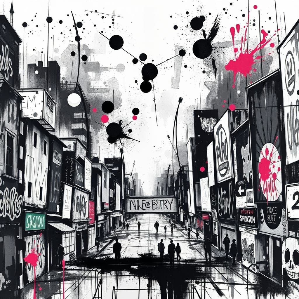 Vibrant Fantasy Cityscape in Graffiti Style