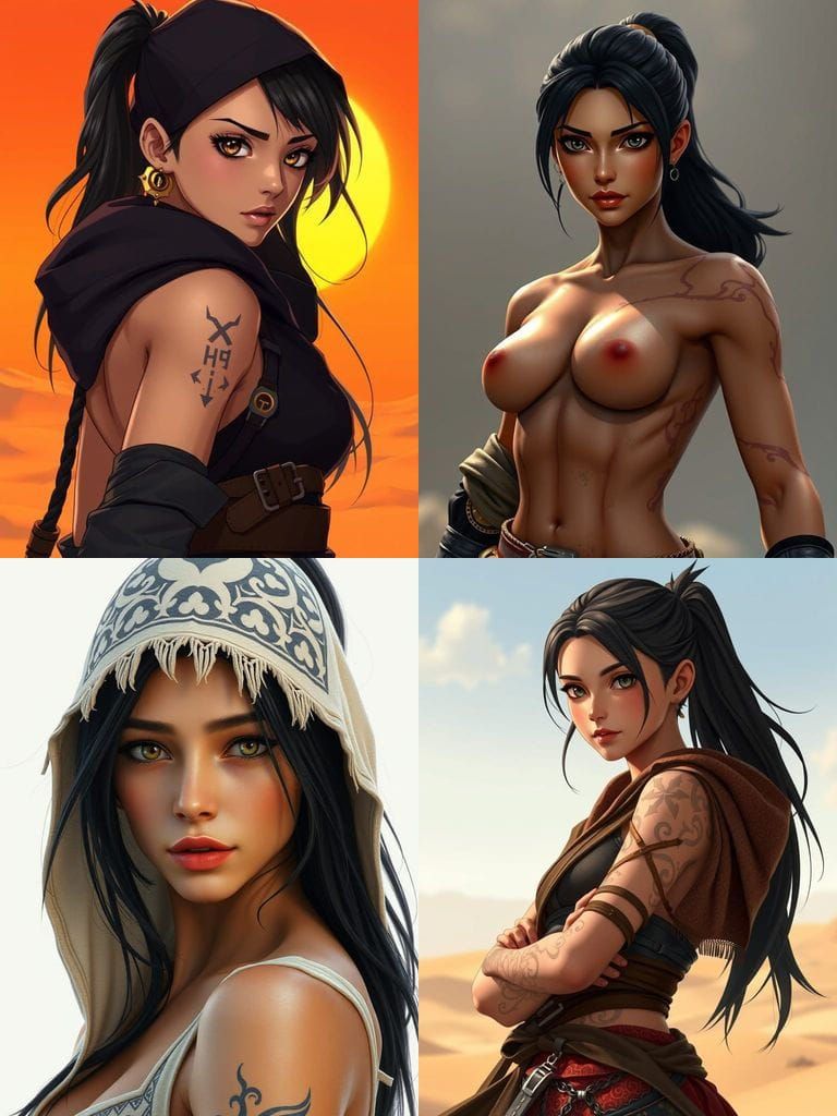 Exotic Assassin Girl with Scars and Mesmerizing Eyes