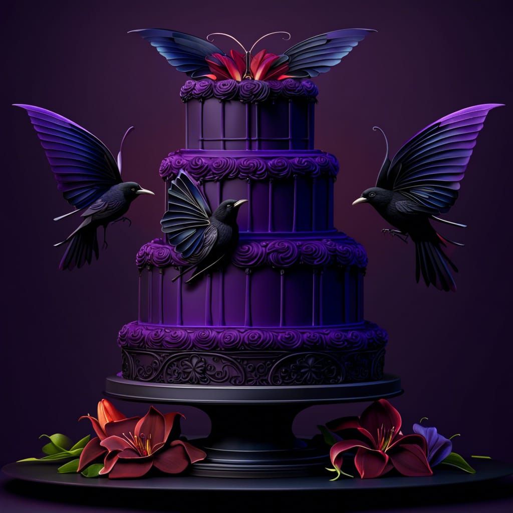3-tier Blackbirds Wedding Cake