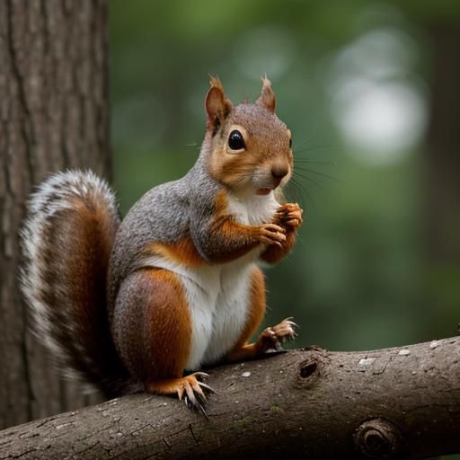 Humorous Squirrel Covering Face on Branch