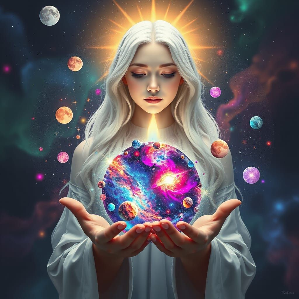 Ethereal Goddess of Vibrant Cosmos