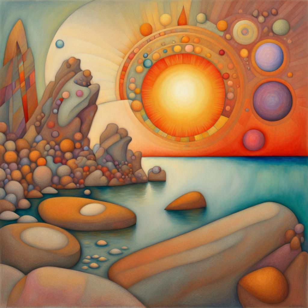 Abstract Pastel Seascape in Autumnal Colors