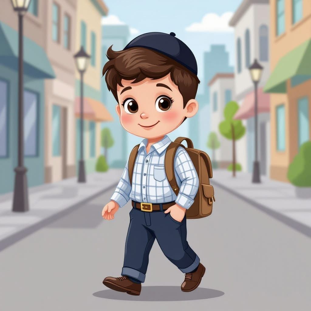 Orthodox Jewish Boy in Colorful Vector Illustration