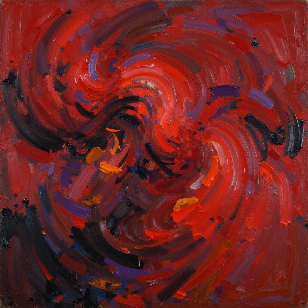 Abstract Expressionist Red Tempest of Emotion and Motion