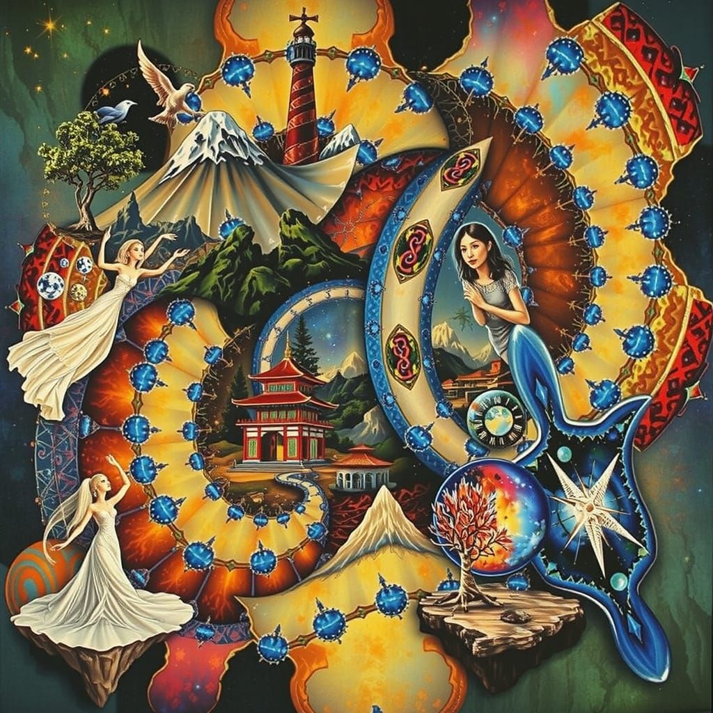 Cosmic Tapestry of Interconnected Realities in Vibrant Gradi...