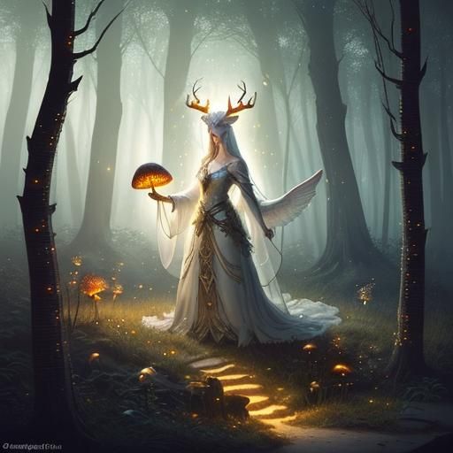 Whimsical Woodland Scene in Fantasy Art Style