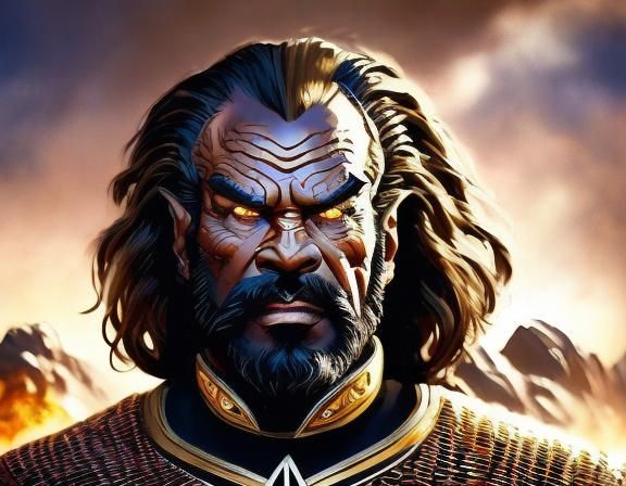 Klingon Warrior Portrait on Hostile Battlefield