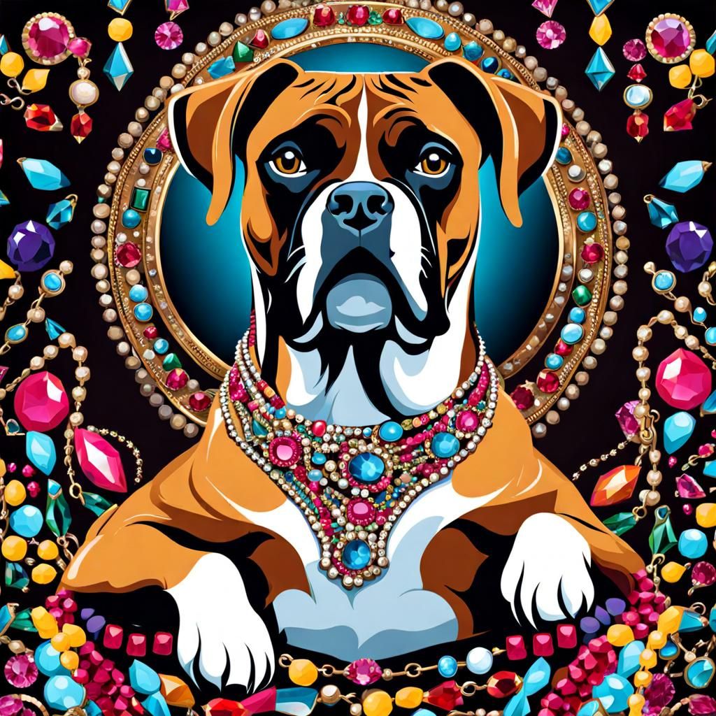 Jeweled Boxer Dog: A Whimsical AI Creation