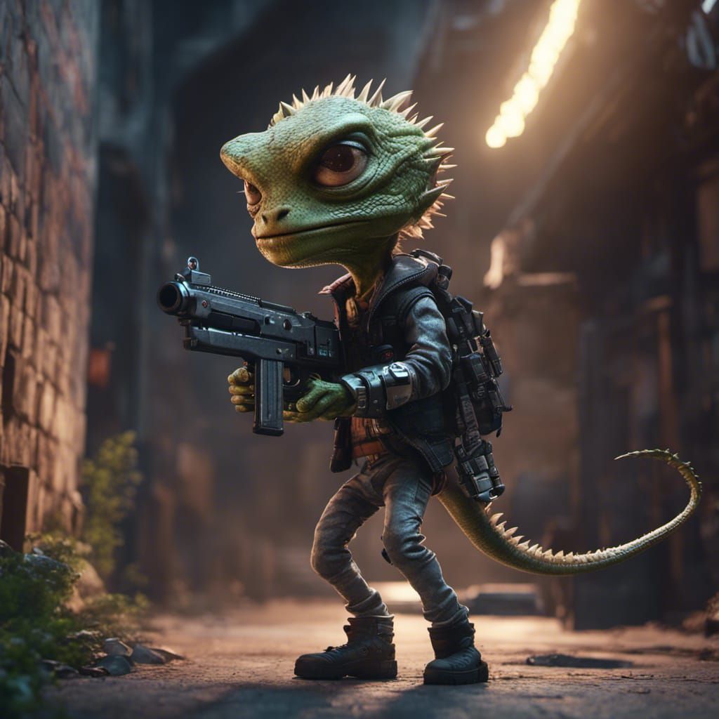 Punk Alien in Dim Alley: 3D Game Cinematic