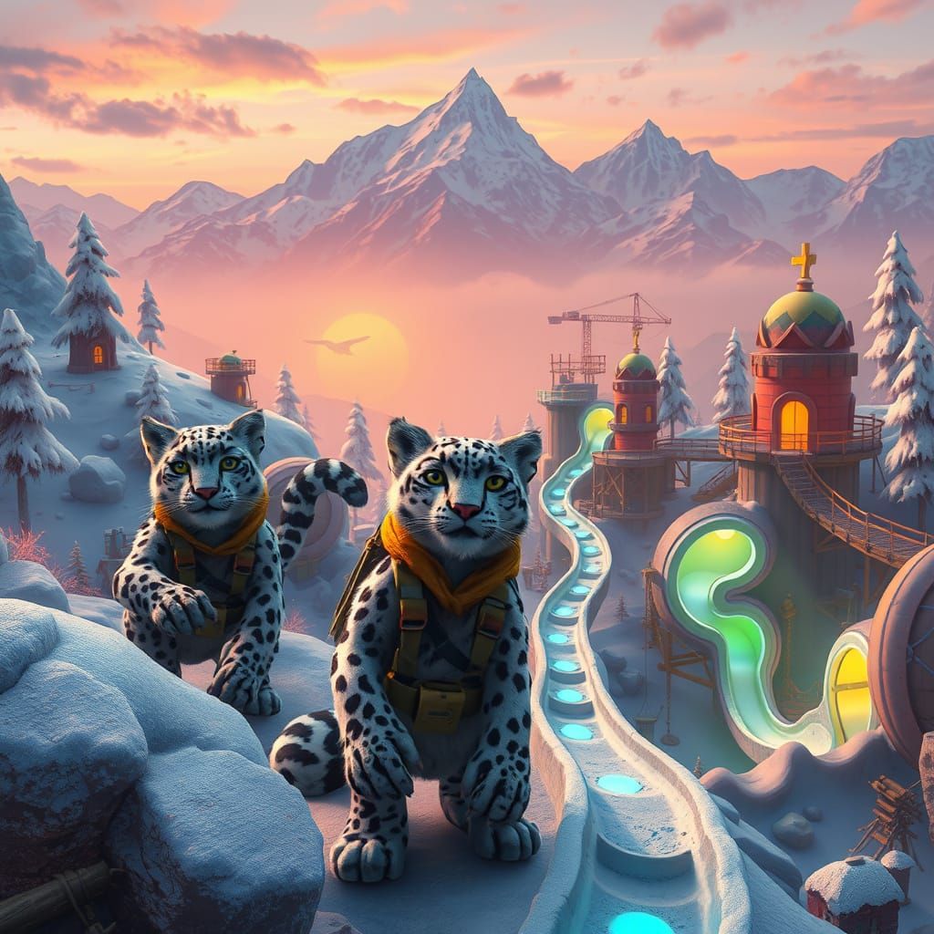 Vibrant Furry Snow Leopards Build Whimsical Playground at Ch...