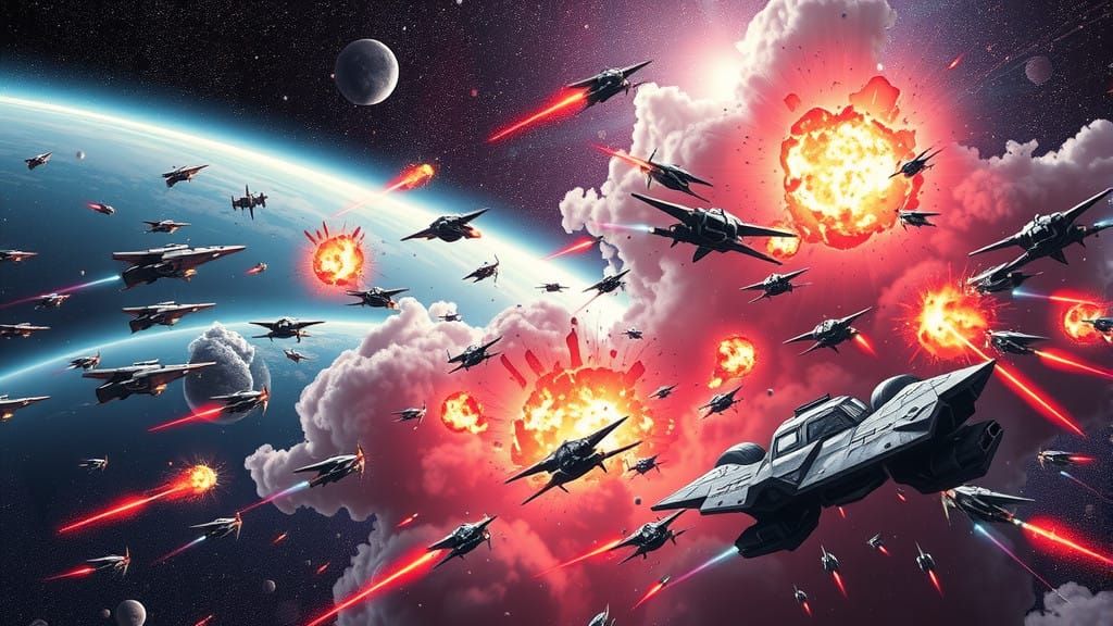 Epic Space Battle in a Star-Studded Expanse