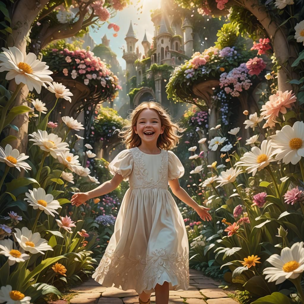 Girl in Lush Garden: Digital Matte Painting