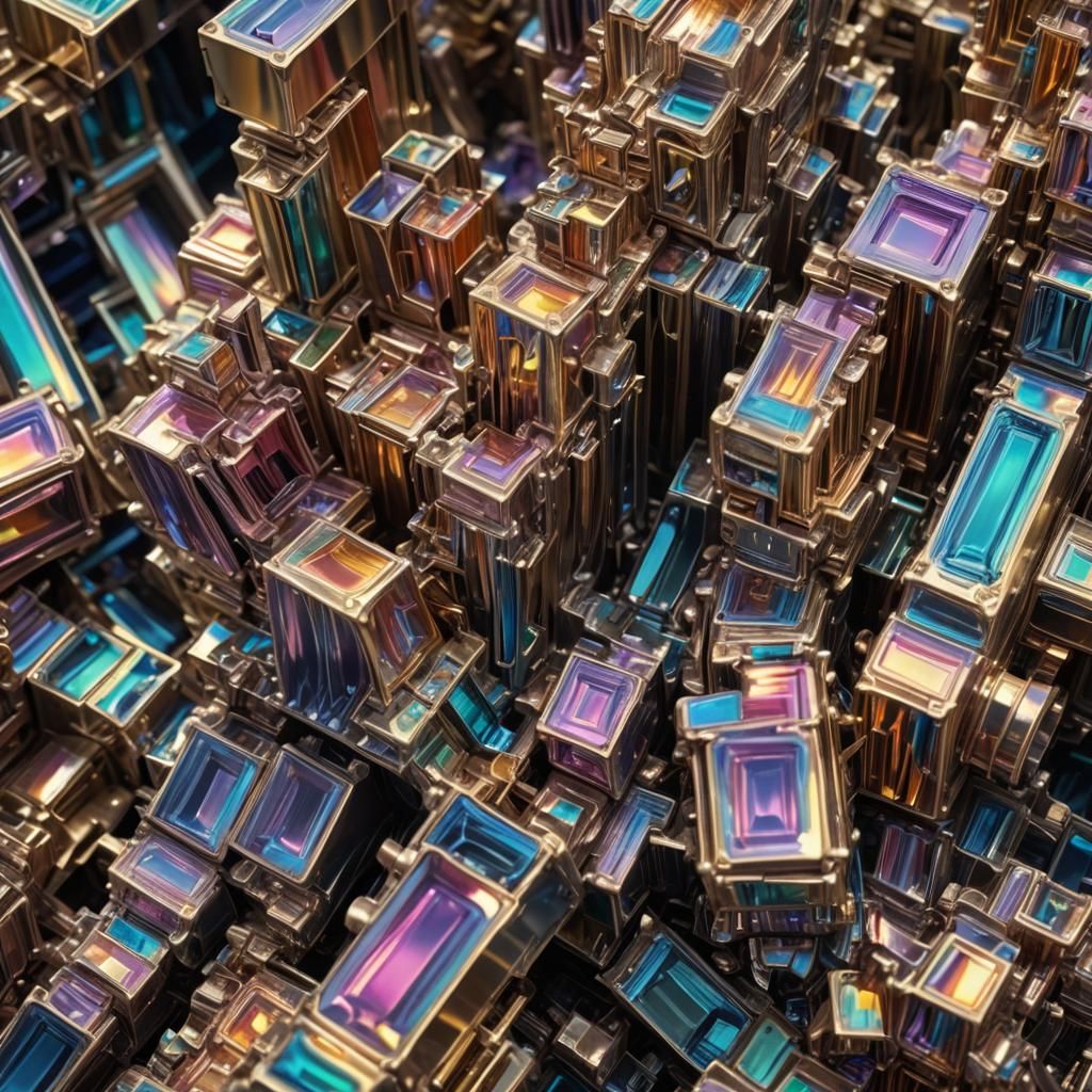 Bismuth Trumpet: Hyperrealistic Crystalline Metal Sculpture