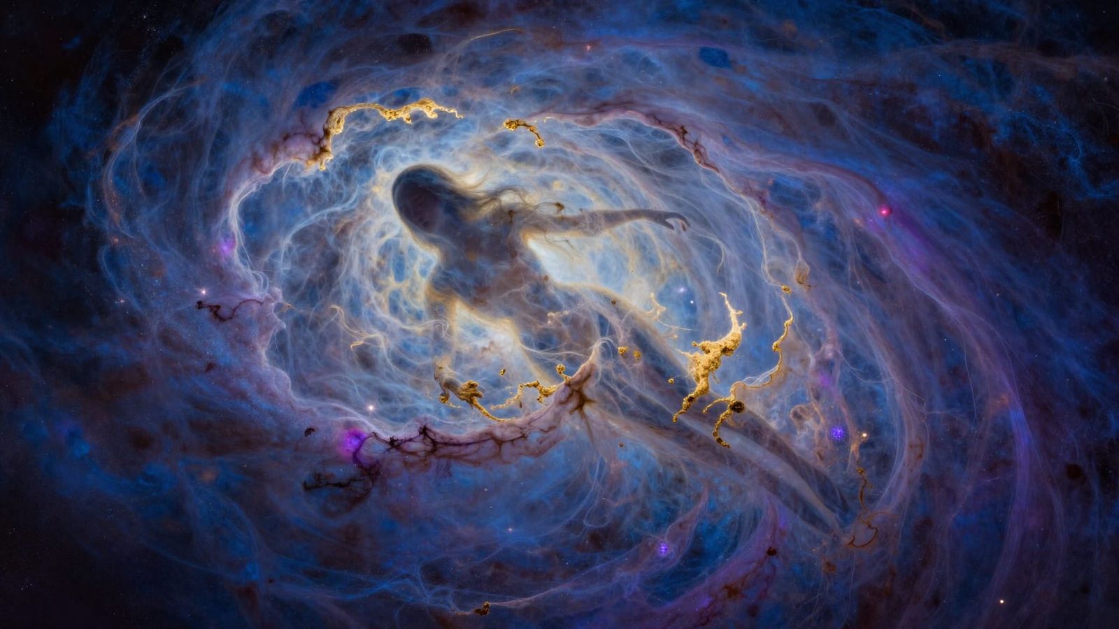 Cosmic Entity in Surreal Nebula, Stardust and Ethereal Light