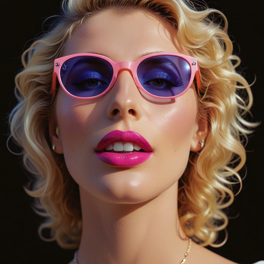 Confident Blonde Woman in Retro Sunglasses at Golden Hour