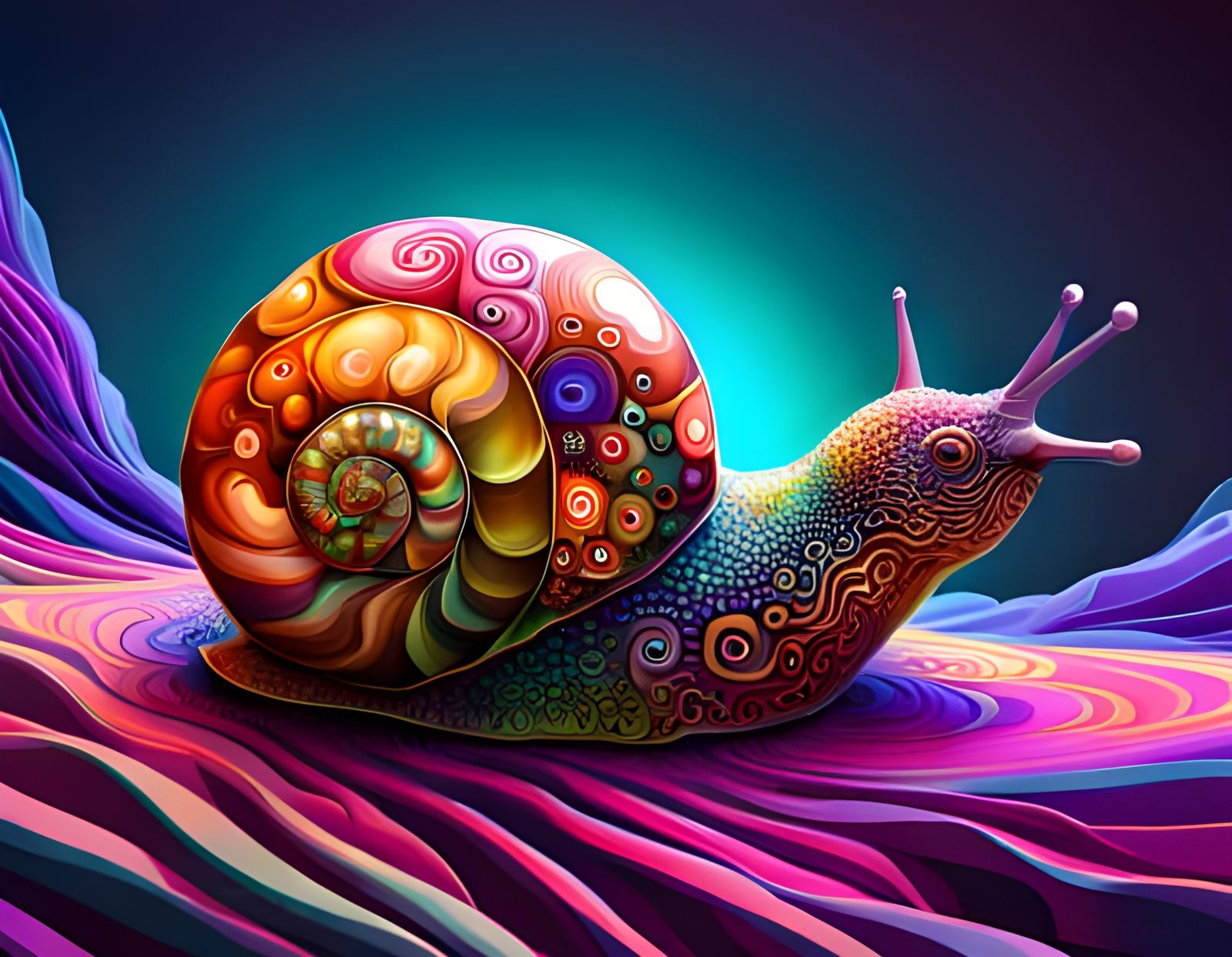 Iridescent Snail Shell Digital Illustration