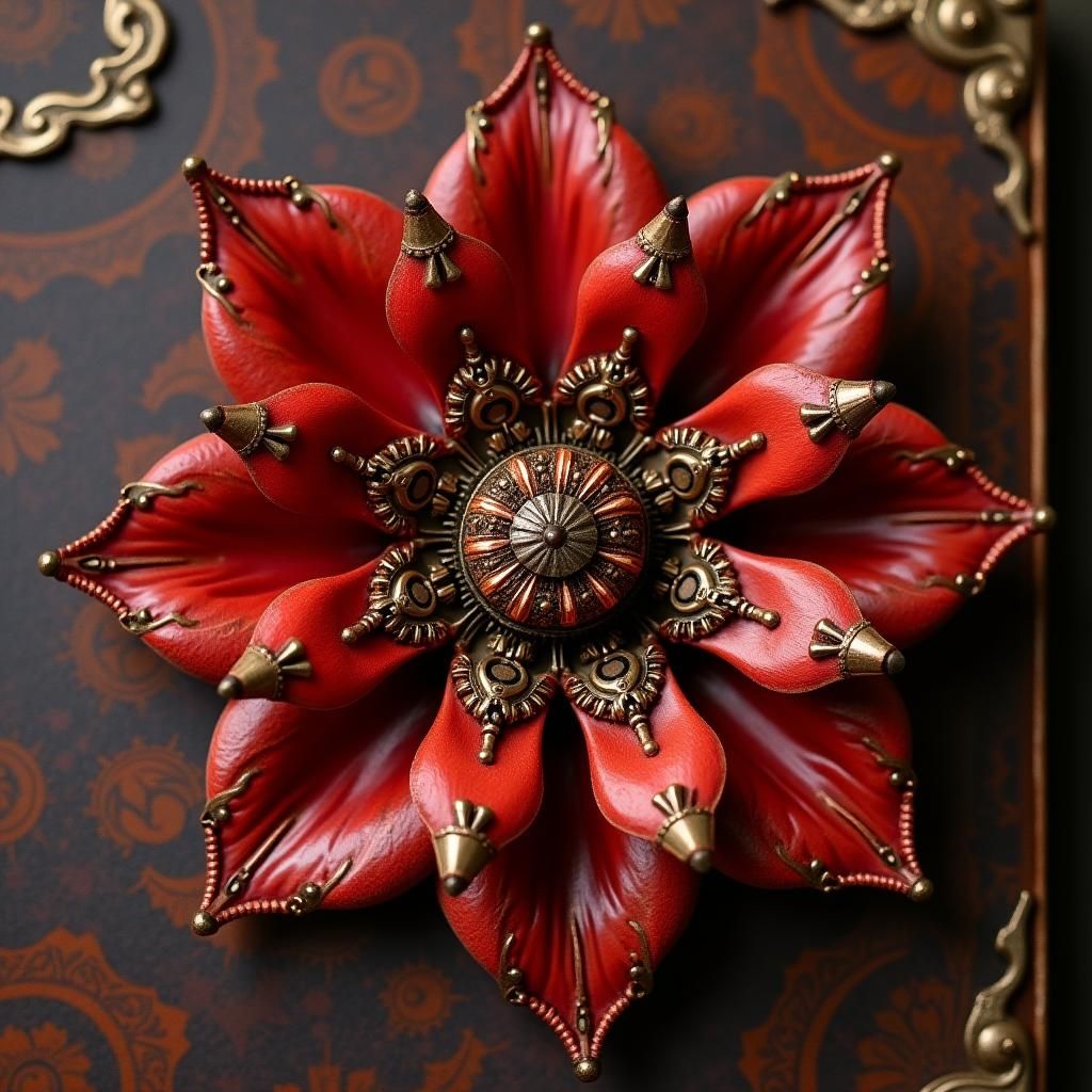 Intricate Steampunk Flower with Copper Filigree