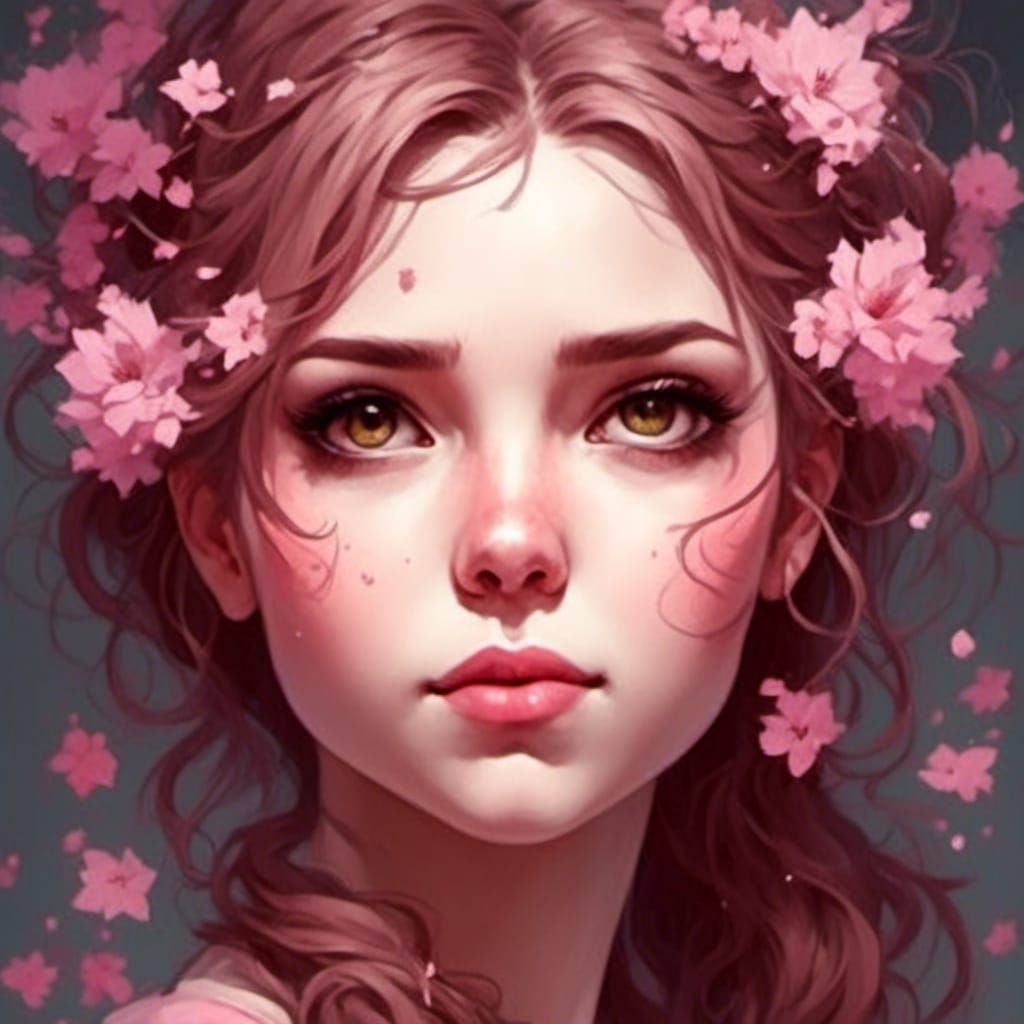 Cherry Blossom Girl Portrait in Artstation Style