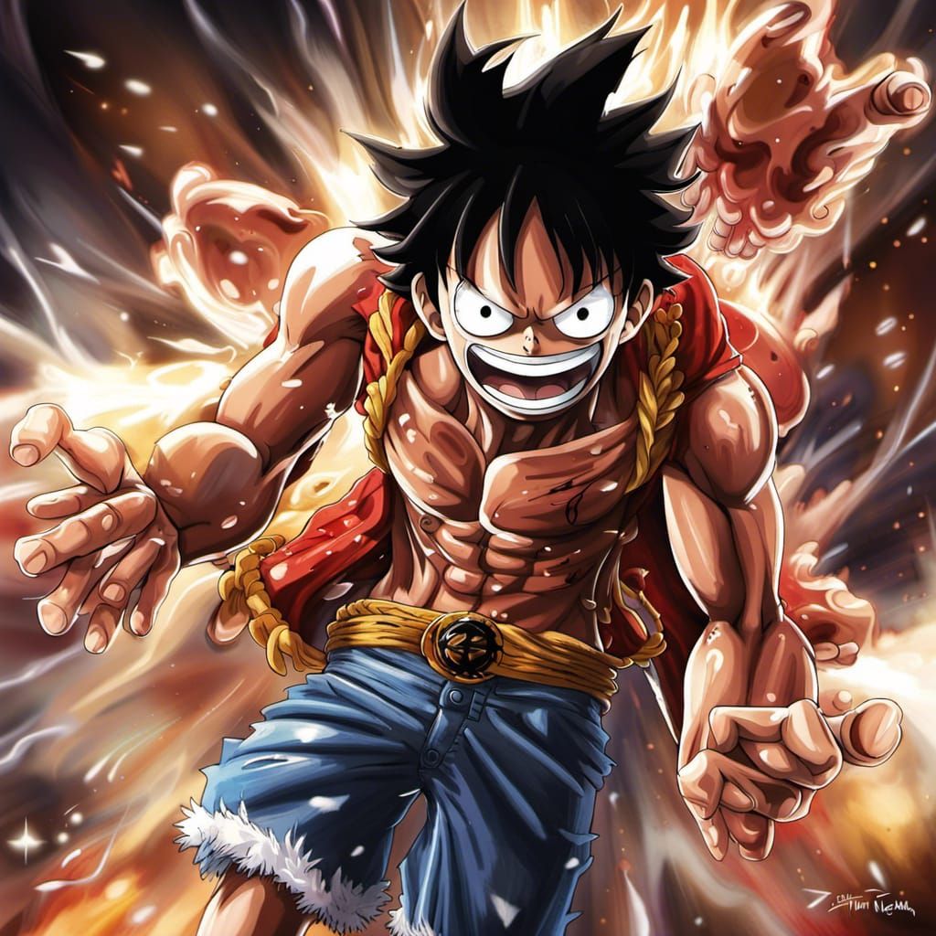 Monkey D. Luffy Gear 5 in Anime Style