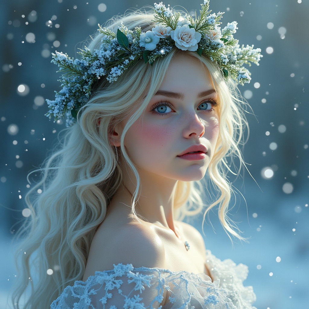 Snowflake Woman in Winter Gown