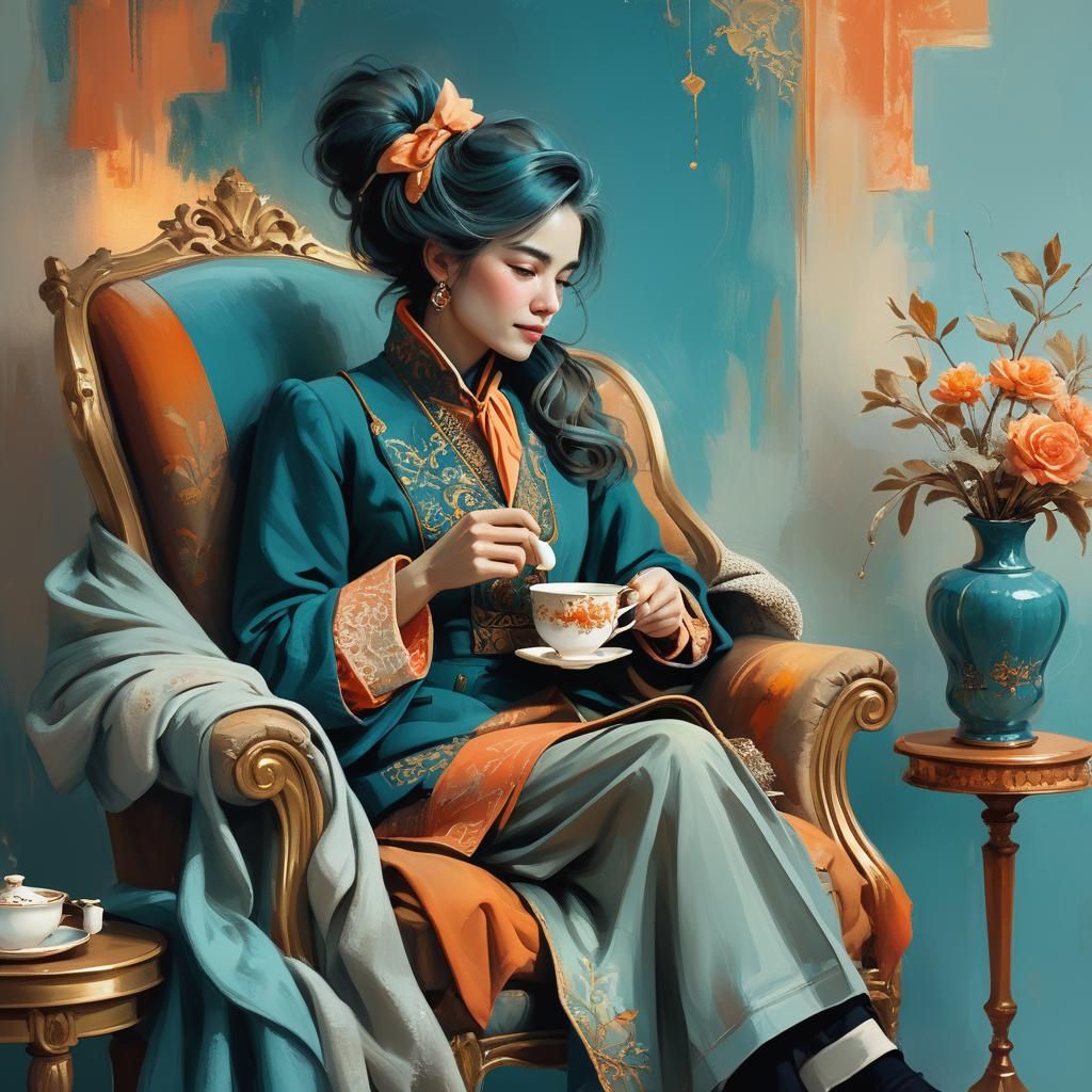 Woman with Tea: Fantasy Concept Art