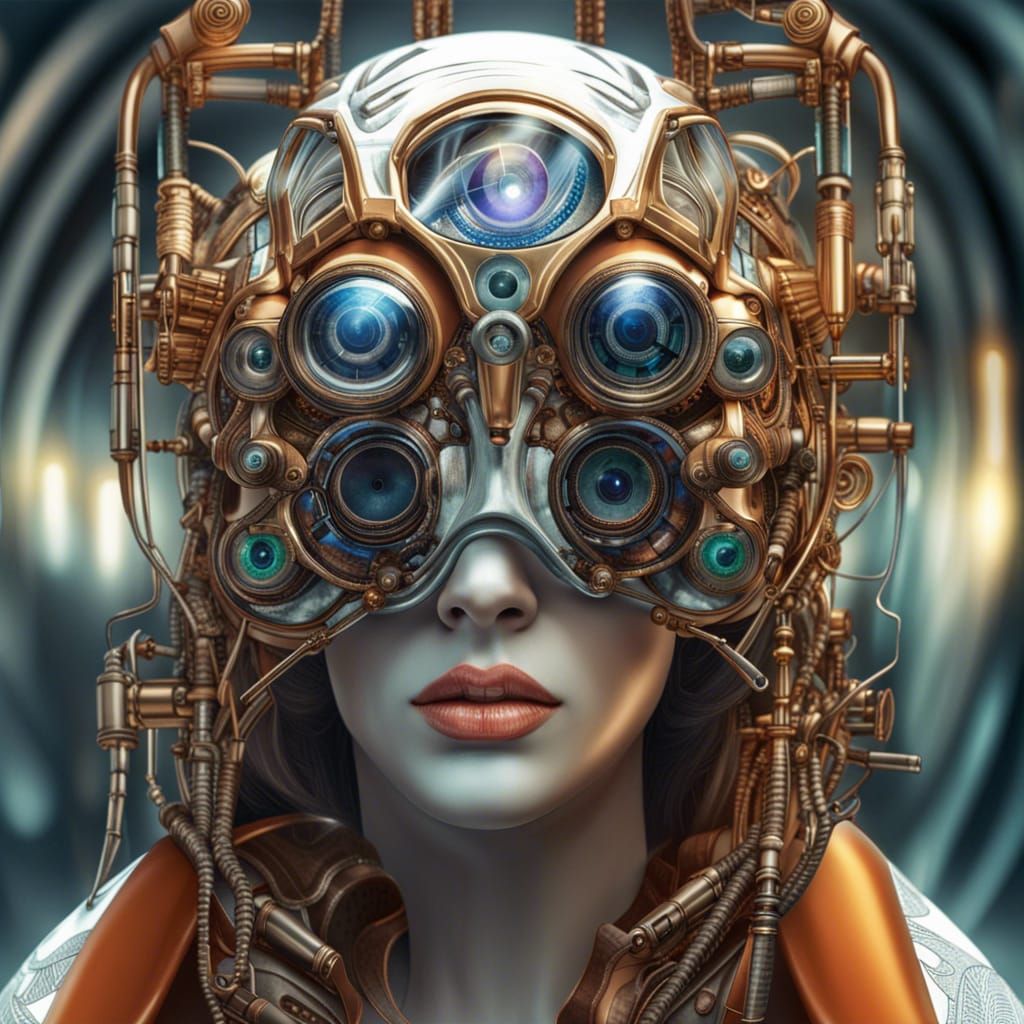 Futuristic Phoropter Eyewear: Avant-Garde Fashion Illustrati...