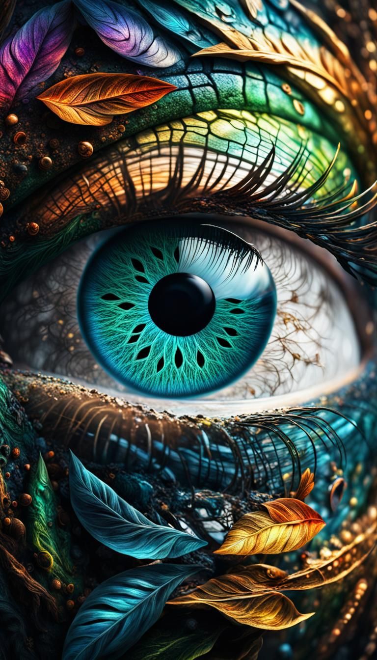 Colorful Eye in Fantasy World, 3D Render