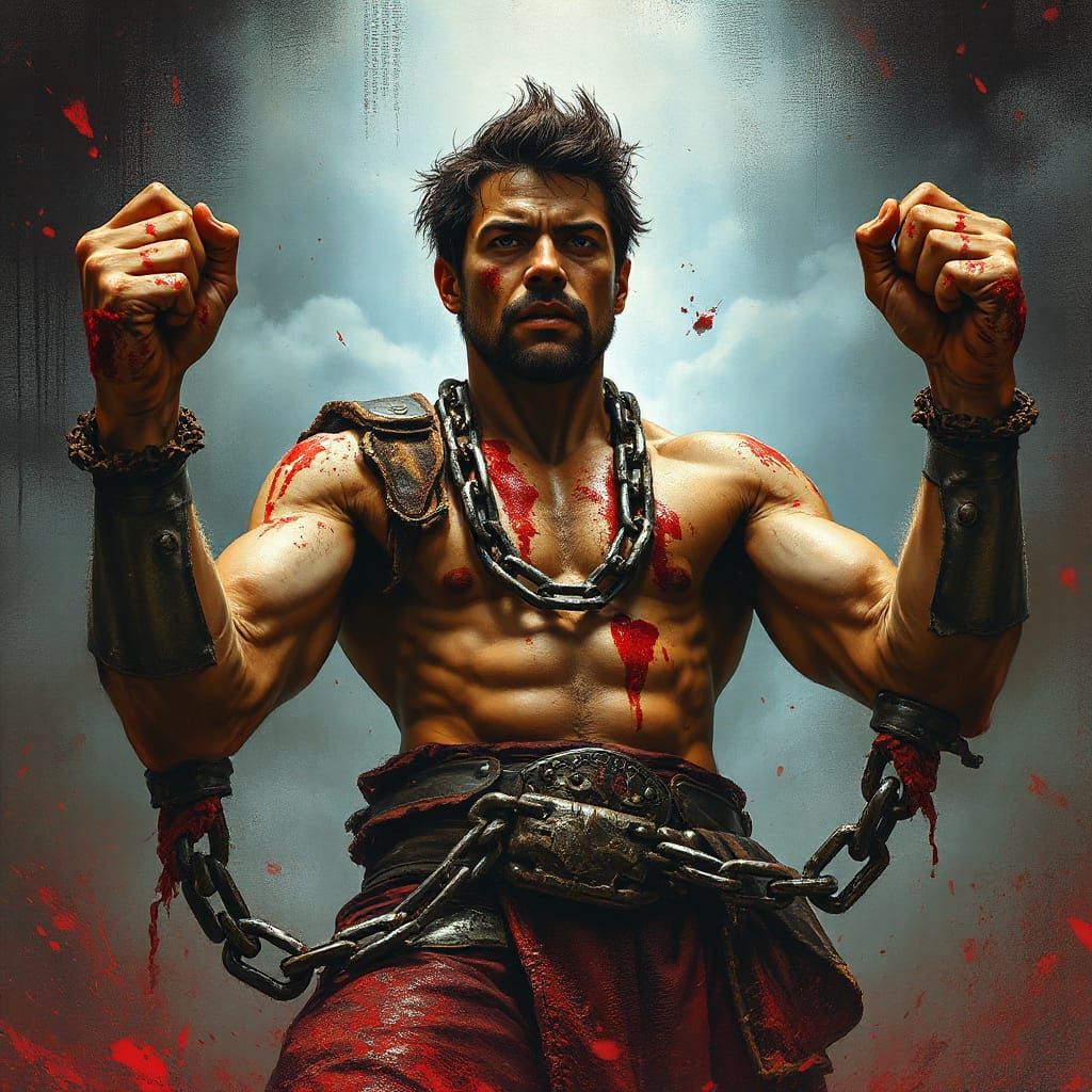 Warrior Breaks Chains in Gritty Urban Fantasy Style