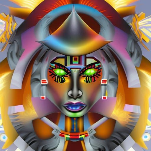 Surreal Aztec Demon Princess Portal in 3D