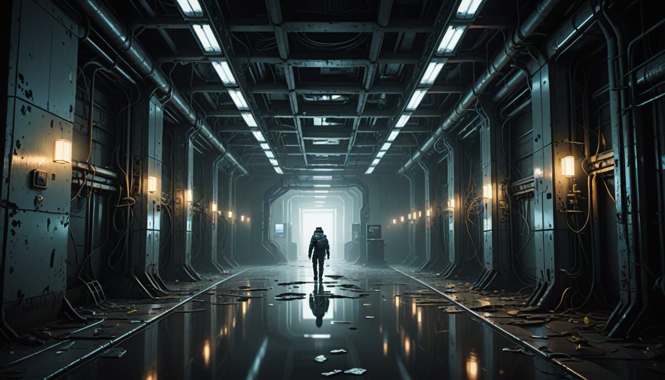 Decaying Offshore Data Cathedral in Cyberpunk Style