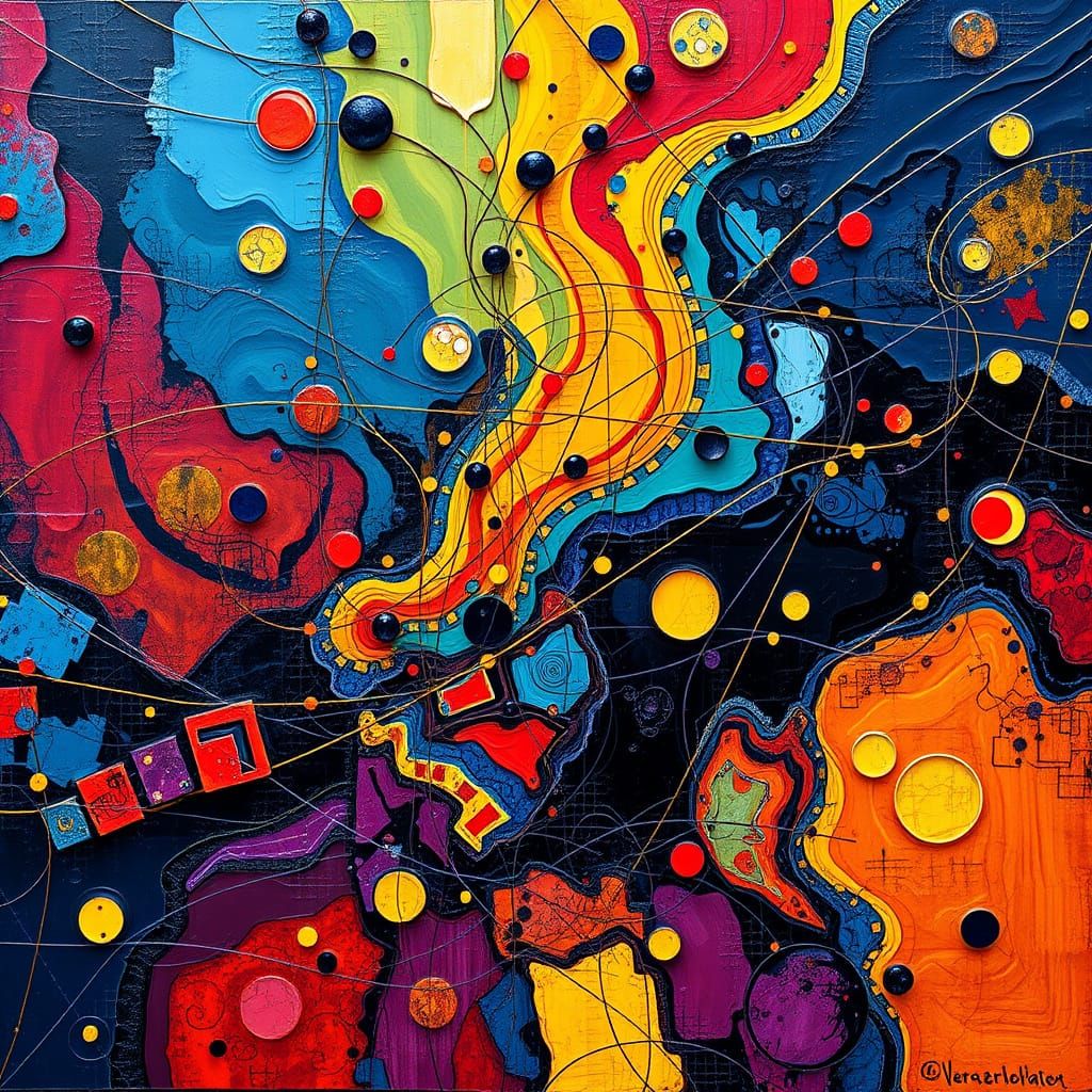 Vibrant Abstract Artwork with Intricate Patterns