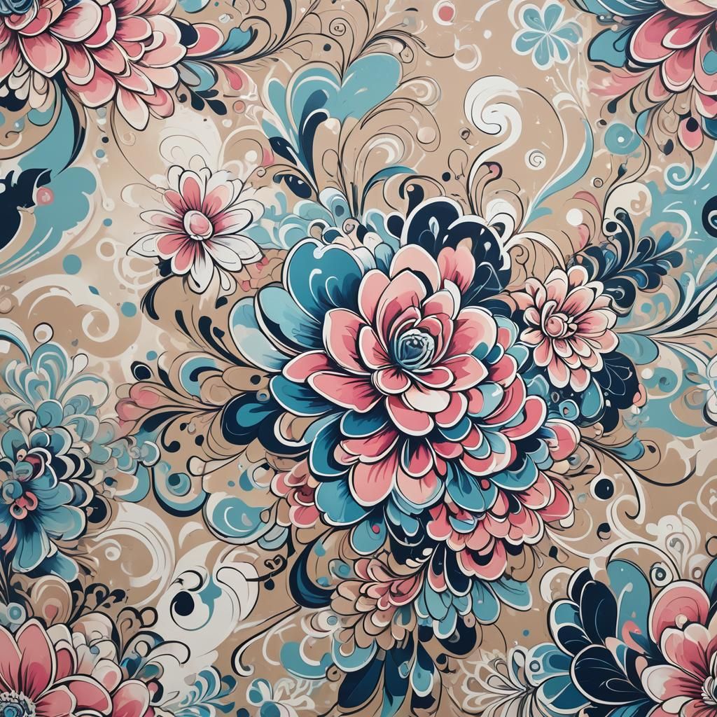 Floral Explosion Mural for Massage Salon in Graffiti Art