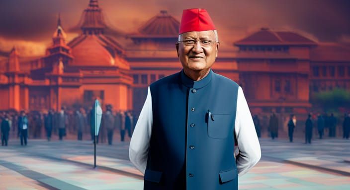 K. P. Sharma Oli: Origami Papercraft Portrait