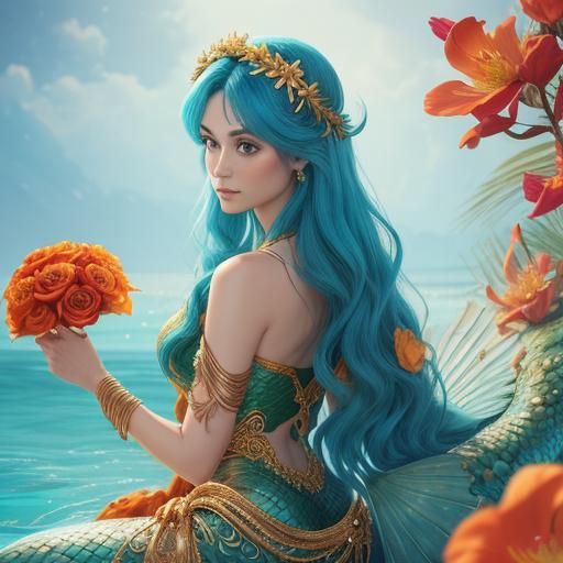 Mermaid with Peacock Tail Concept Art