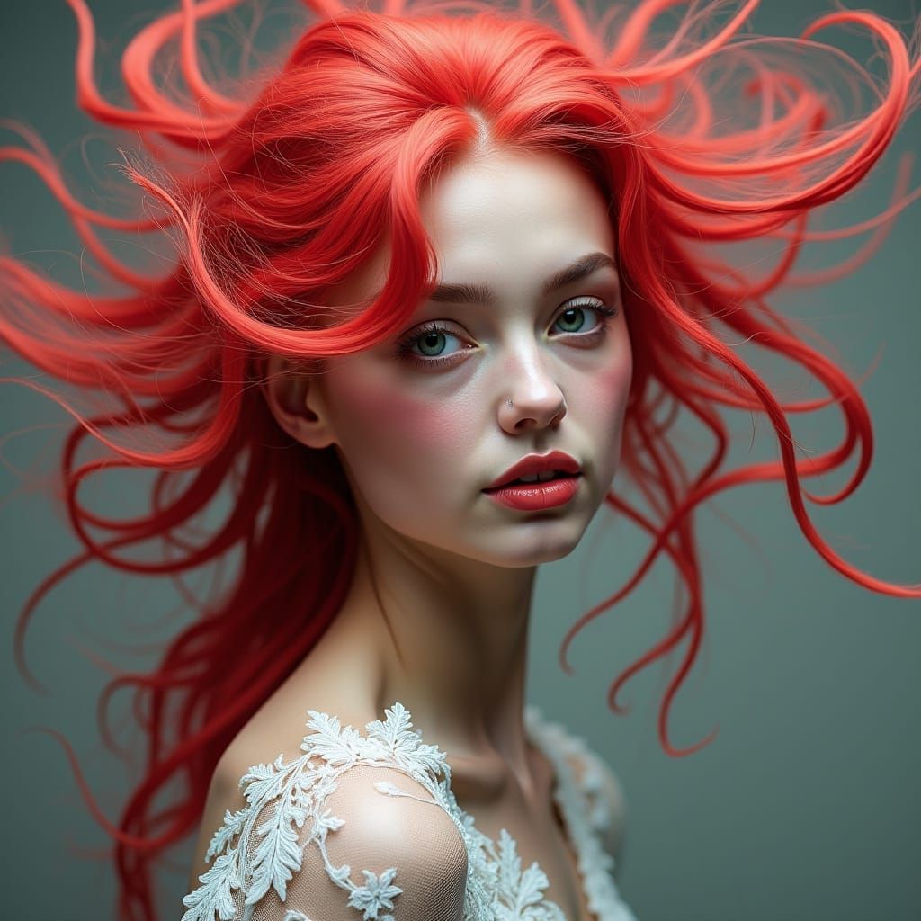 Vibrant Swirling Reds in Twisted Forms