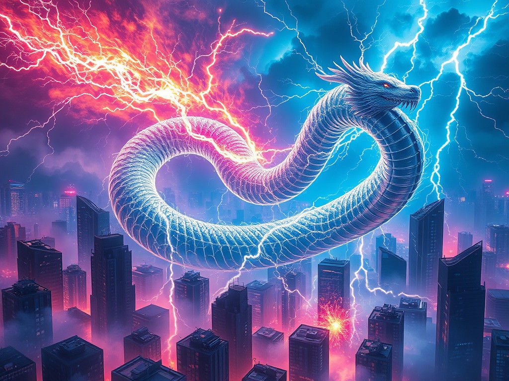 Ethereal Lightning Serpent Ravages Metropolis