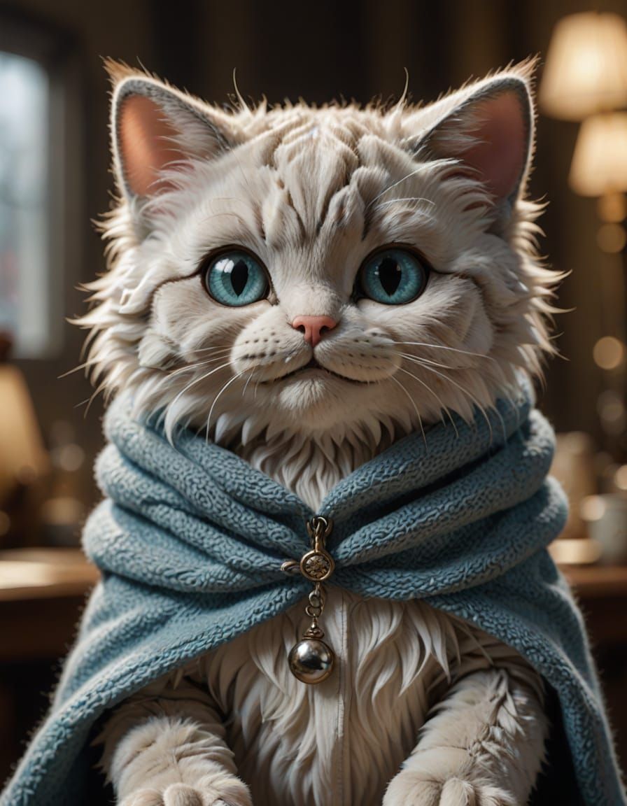 Anthropomorphic Cat in Anime Style, CGI Render