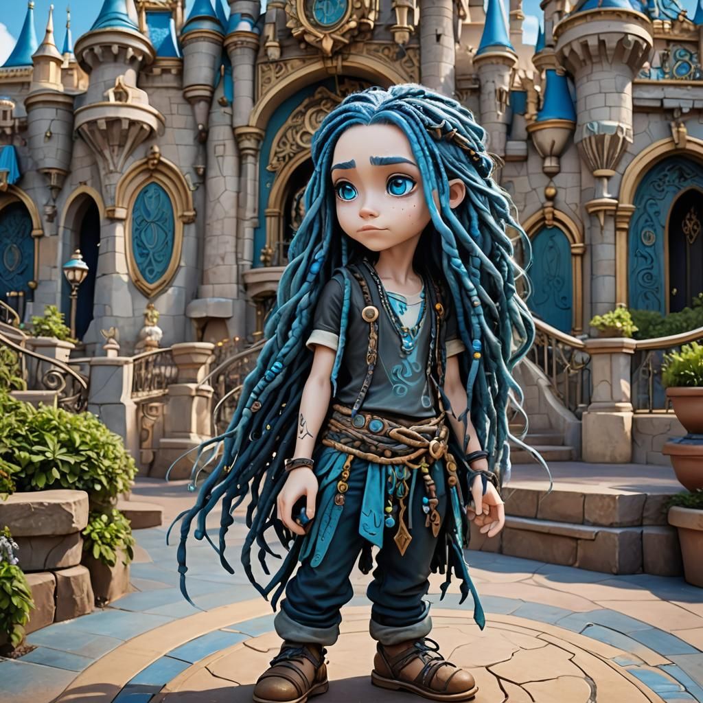 Chibi Child at Disneyland in Burtonesque Style