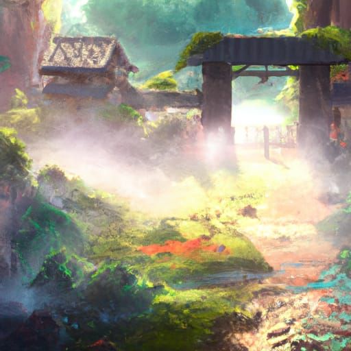 Ethereal Fantasy Landscape in Anime Key Visual Style