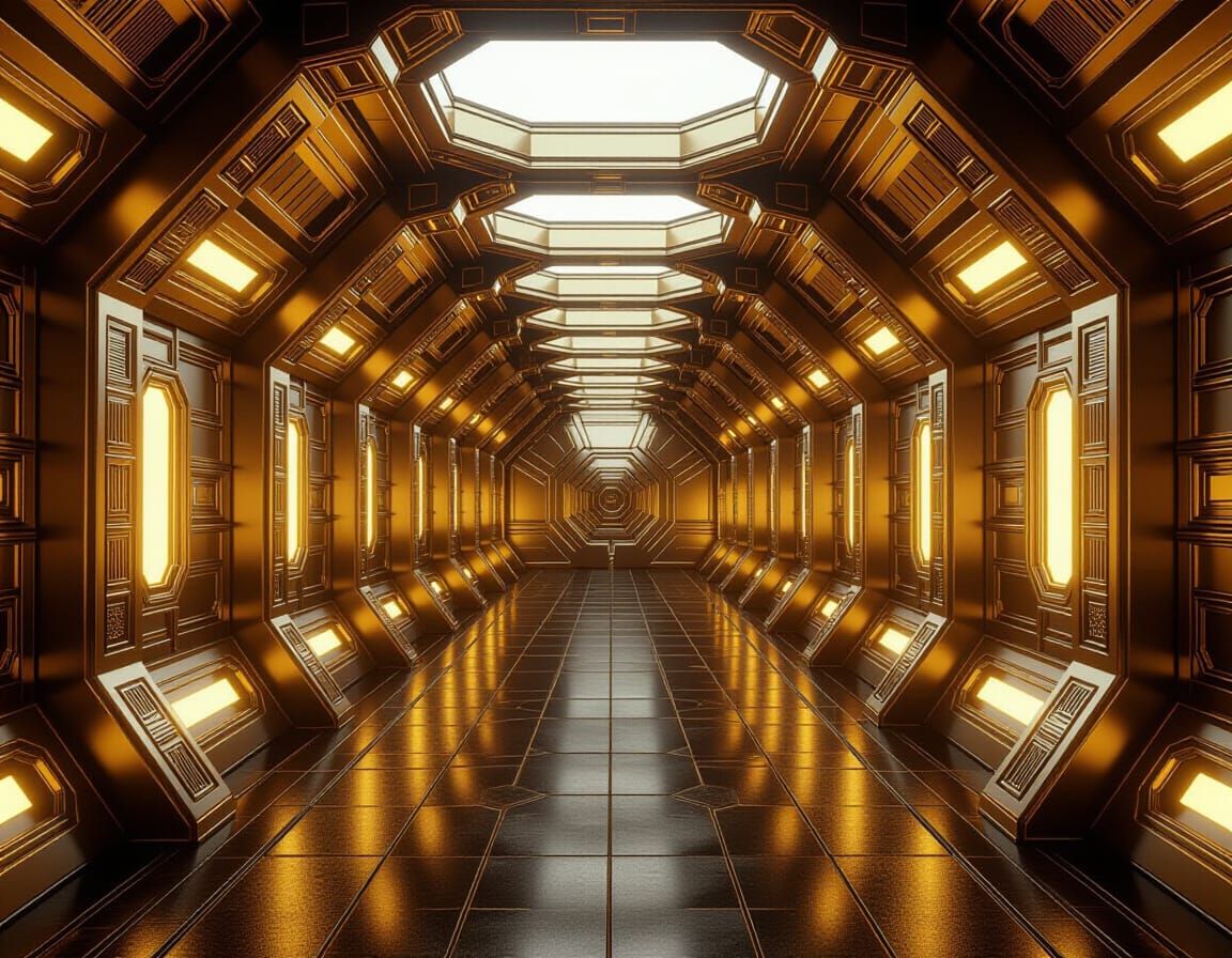Art Deco TARDIS Corridor with Sci-Fi Mech Details