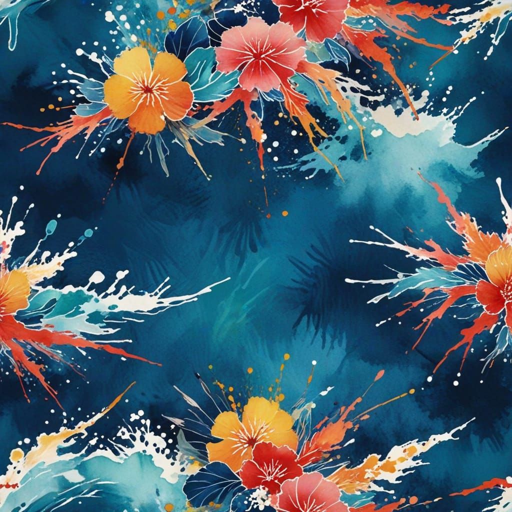 Japanese Sea Paint Style Pattern Texture