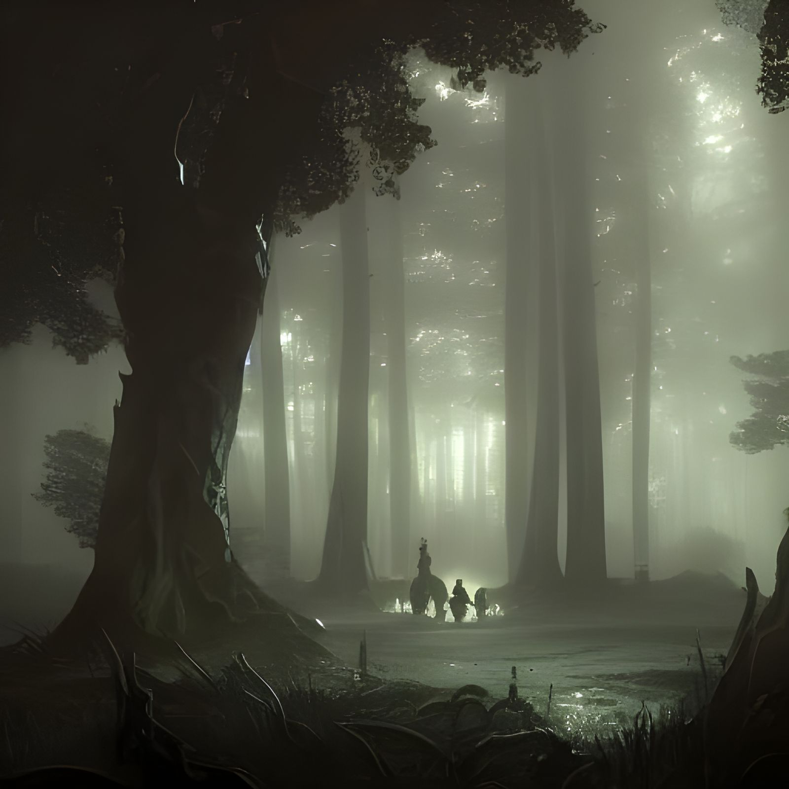 Dark Fantasy Cottage in Forest, Detailed Art