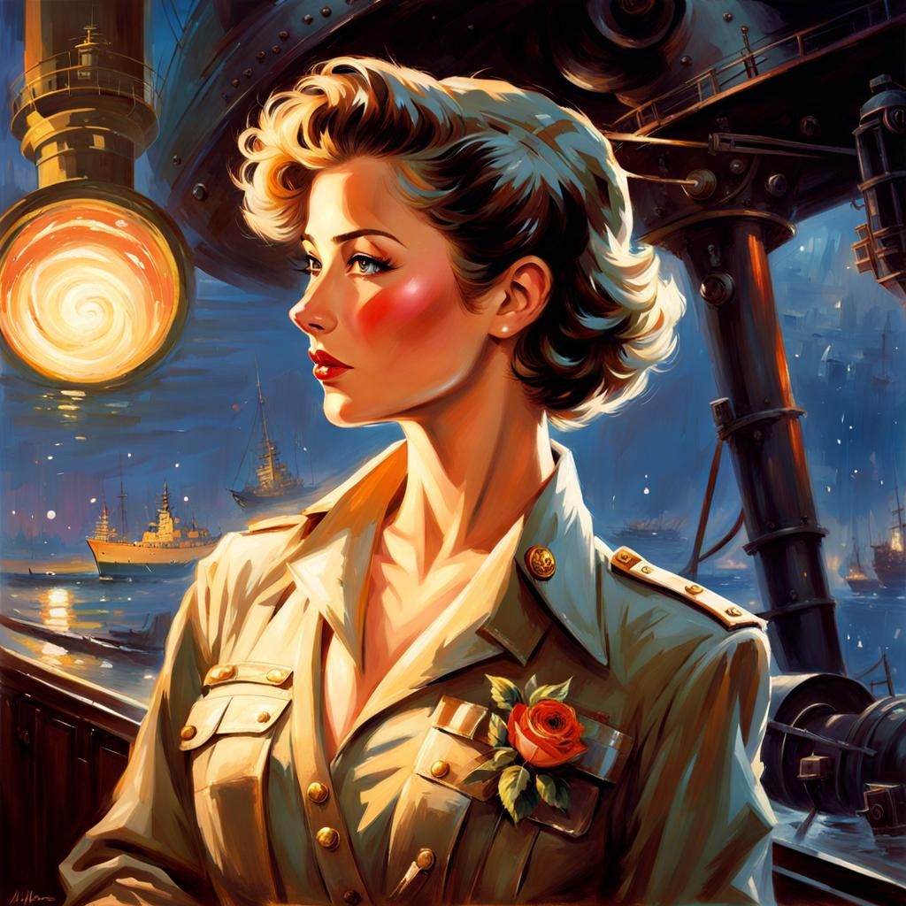 British Soldier on Ship, 1940s Splash Art