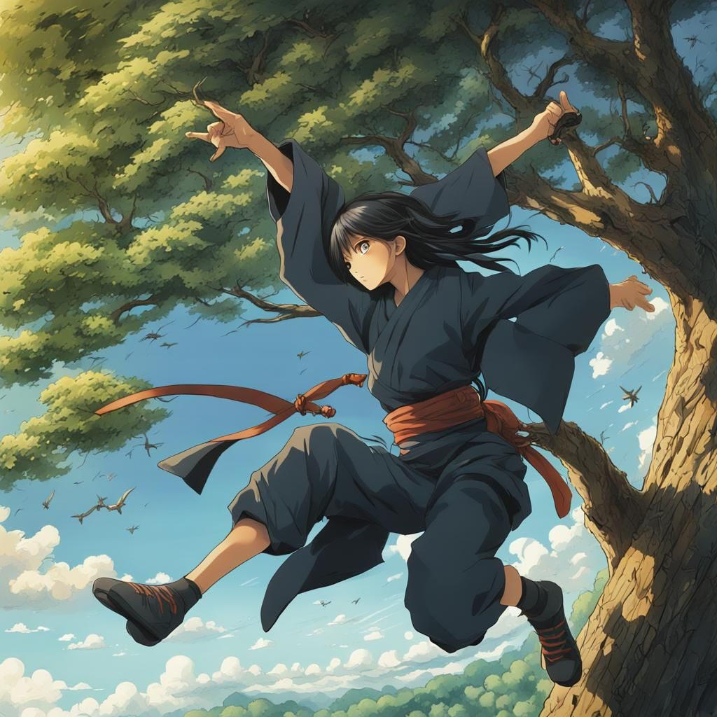 Detailed Ninja Illustration in Manga Art Style