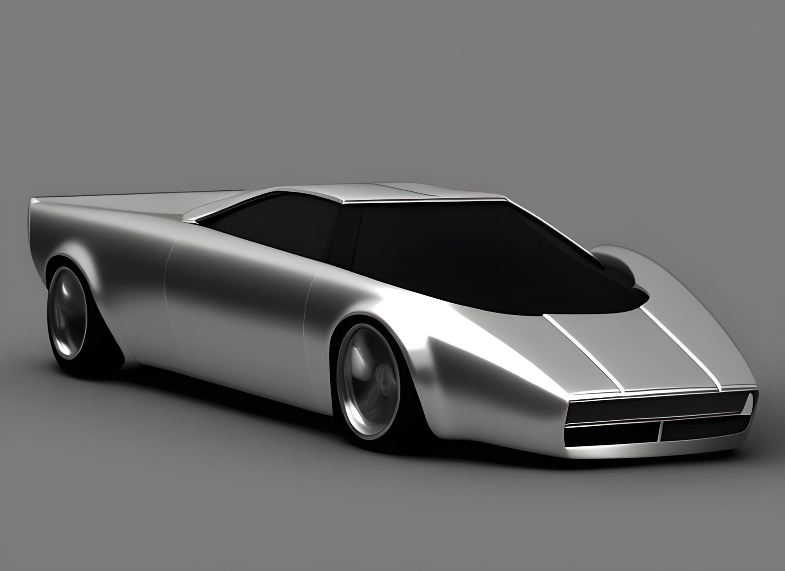 Photorealistic Silver Car in Precisionism Style