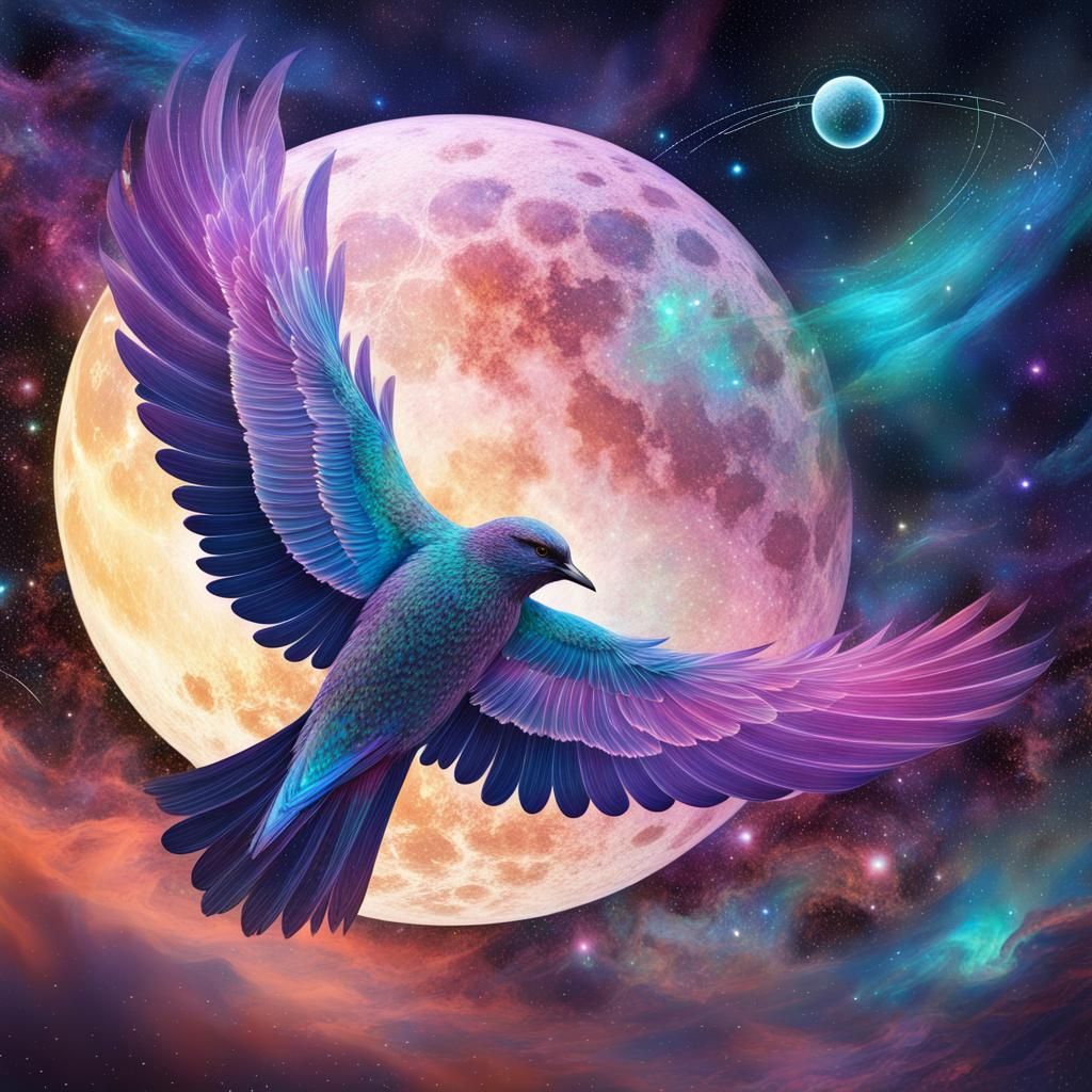 Cosmic Bird Soaring Through Astral Constellations