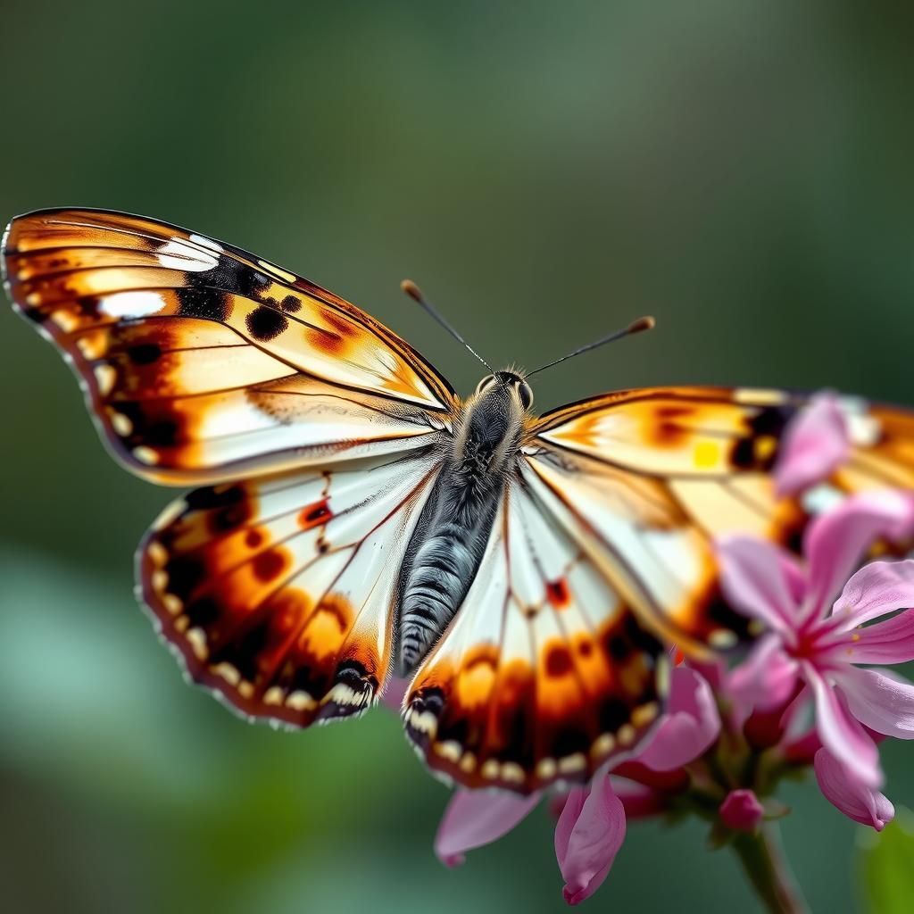 Macro Butterfly with Cherry Blossom Wings
