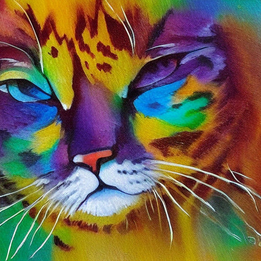 A Groovy Hippie Cat in Rich Oil Paint