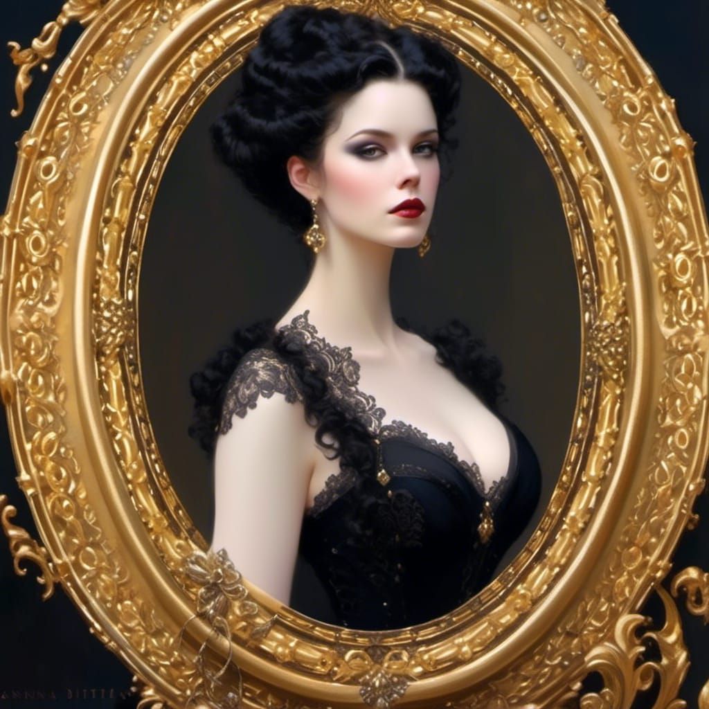 Gilded Age Lady in Velvet and Lace Portrait