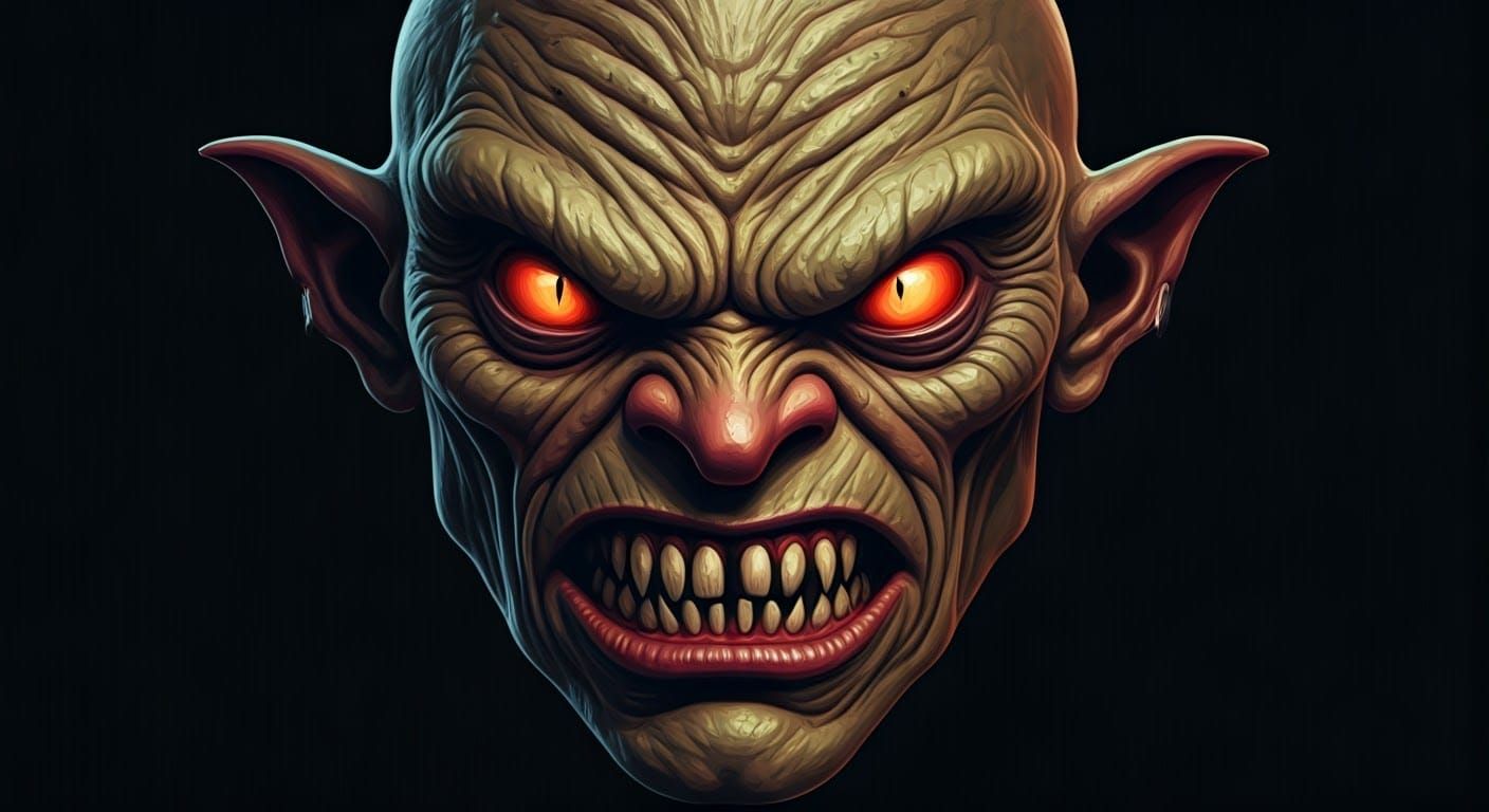 Goblin's Fiendish Visage, Dark Fantasy Anime Style